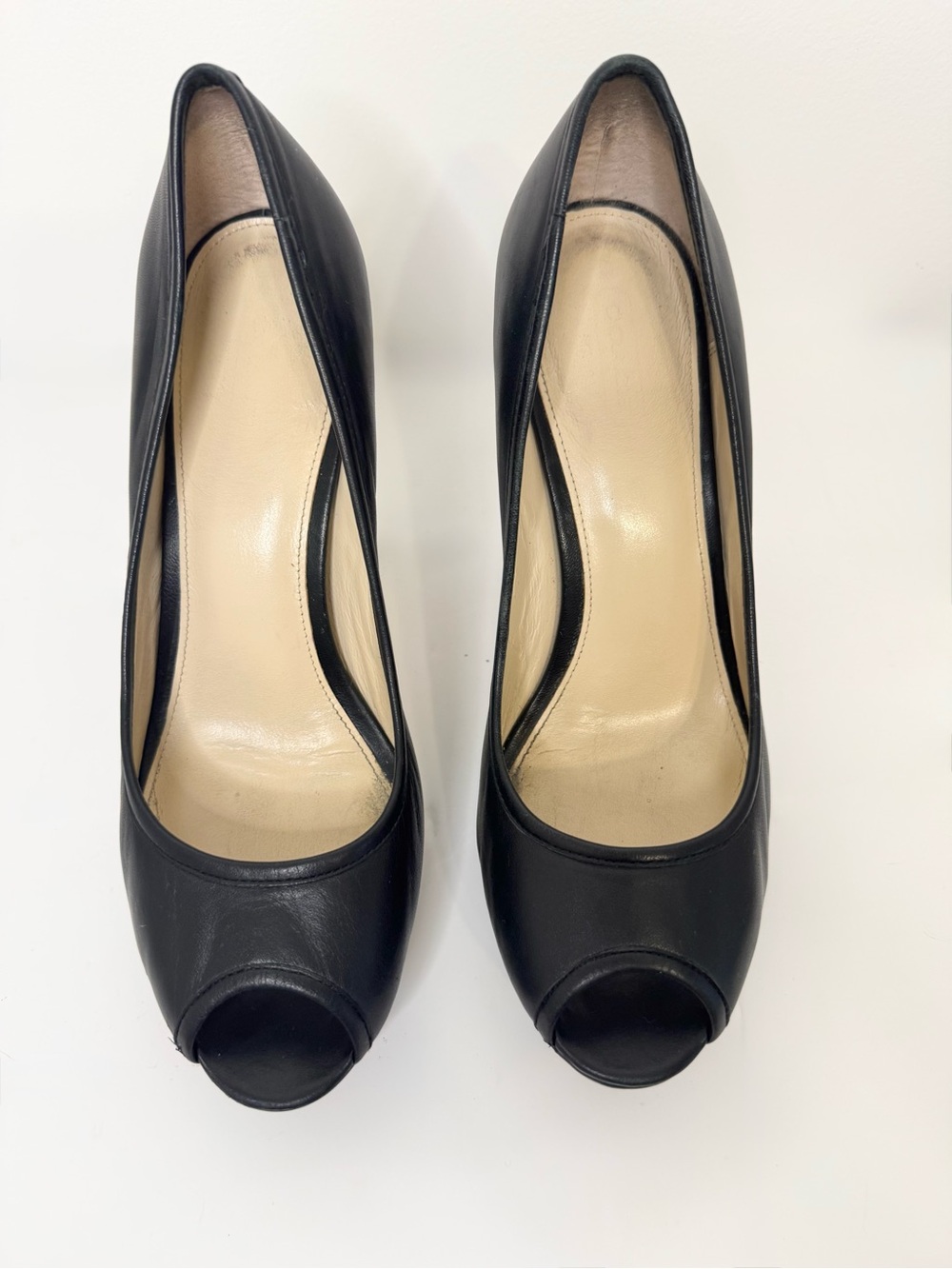 Coach Black Leather Pumps with Signature Monogram Heel - Picture 4 of 16